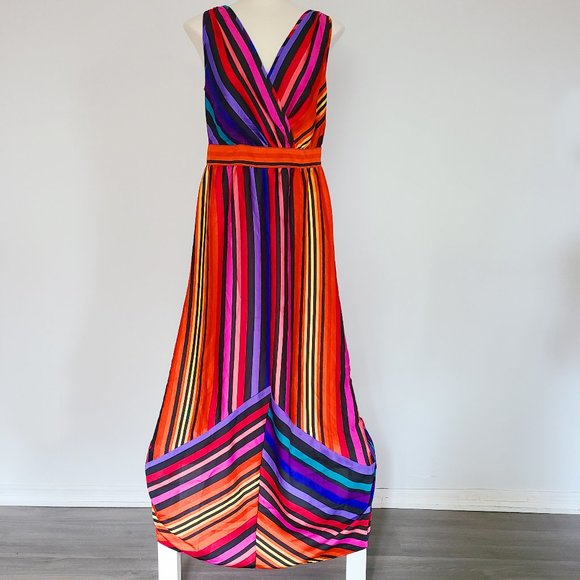 Boho Rainbow Striped Maxidress (M/L) - Picture 2 of 11